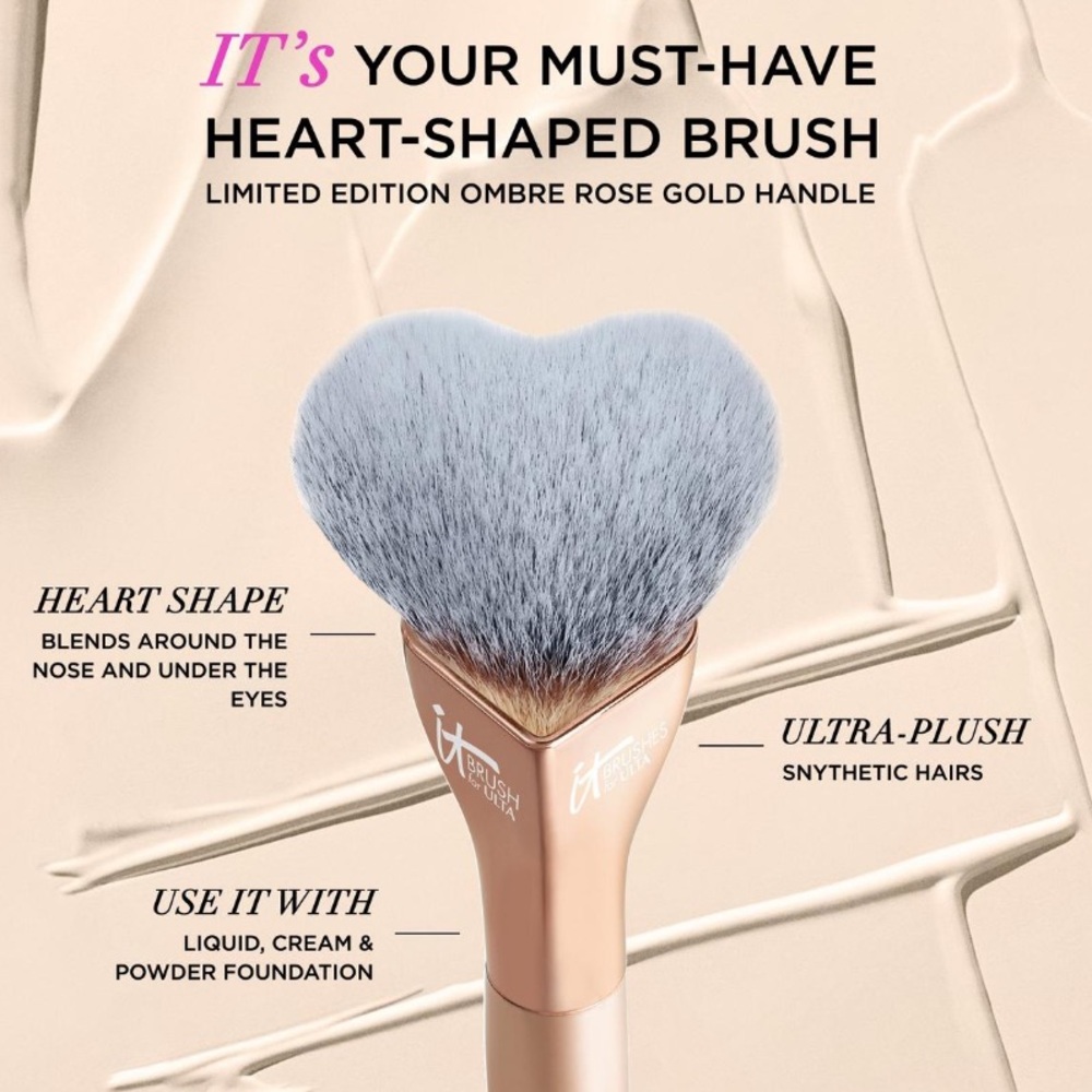 NEW IT Cosmetics Love is the Foundation Brush Limited Edition Ombré Rose Gold - Picture 2 of 4